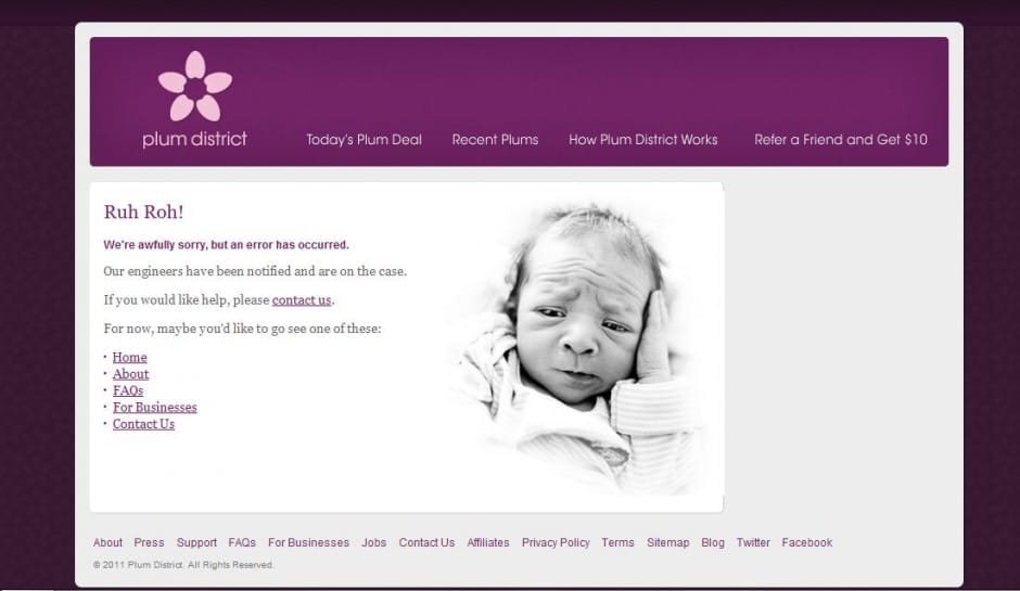 funny error message from plum district