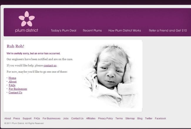 funny error message from plum district