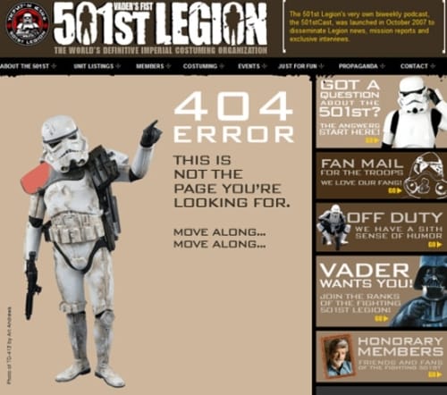 Brand Personality of the 501st Legion Error Page