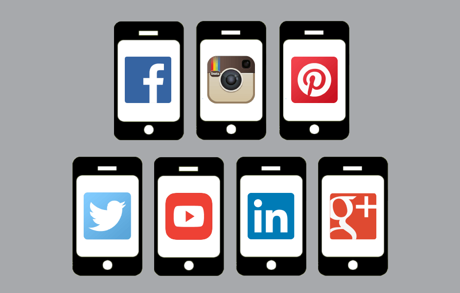 iphones with social media platform icons