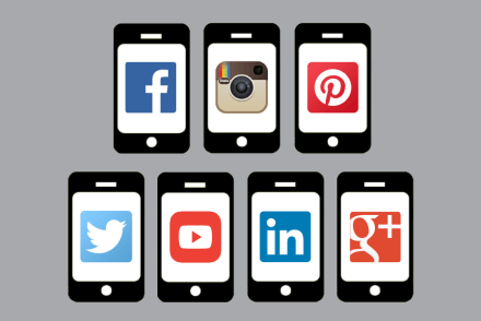 iphones with social media platform icons